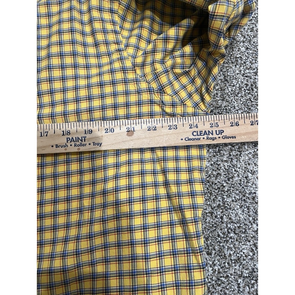 Ralph Lauren Mens XL Classic Fit Plaid Button Down Shirt Yellow Blue Pony Logo - Picture 6 of 8